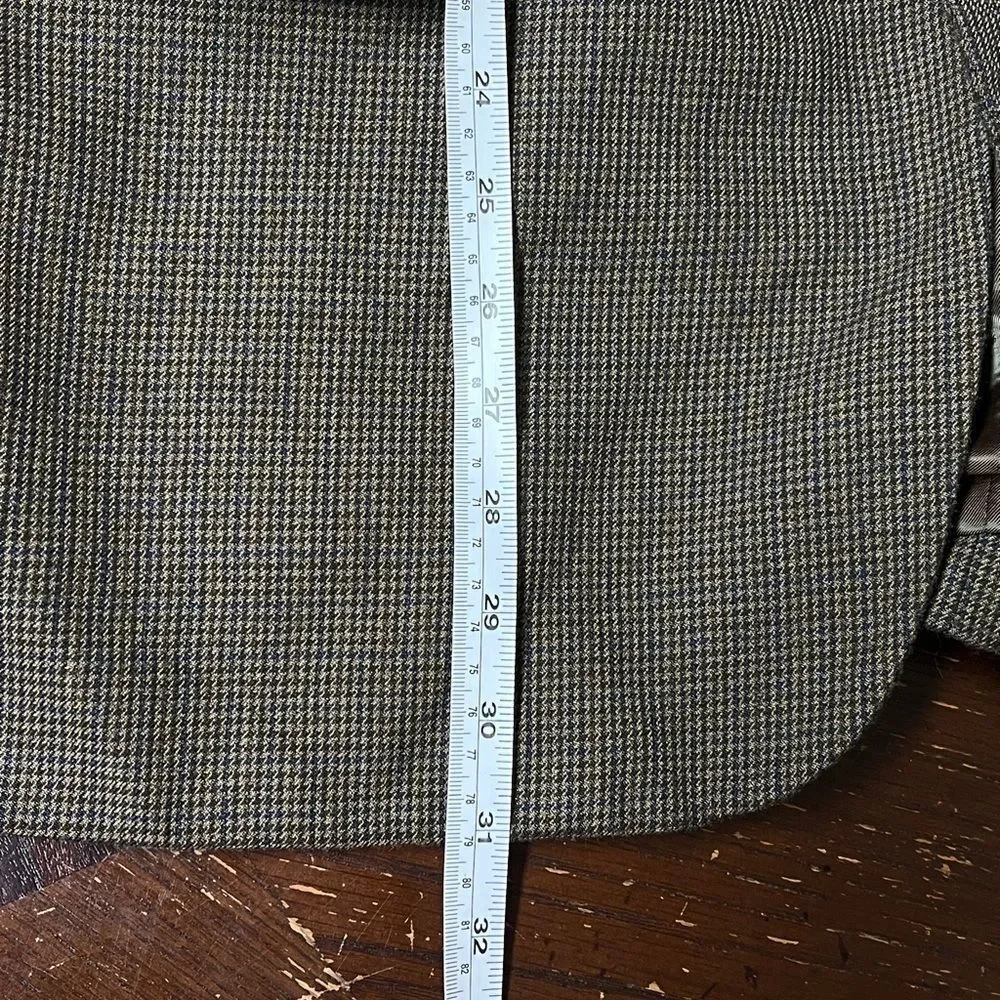 Joseph & Feiss Gold 100% Wool Houndstooth Blazer Suit Jacket 52R 52